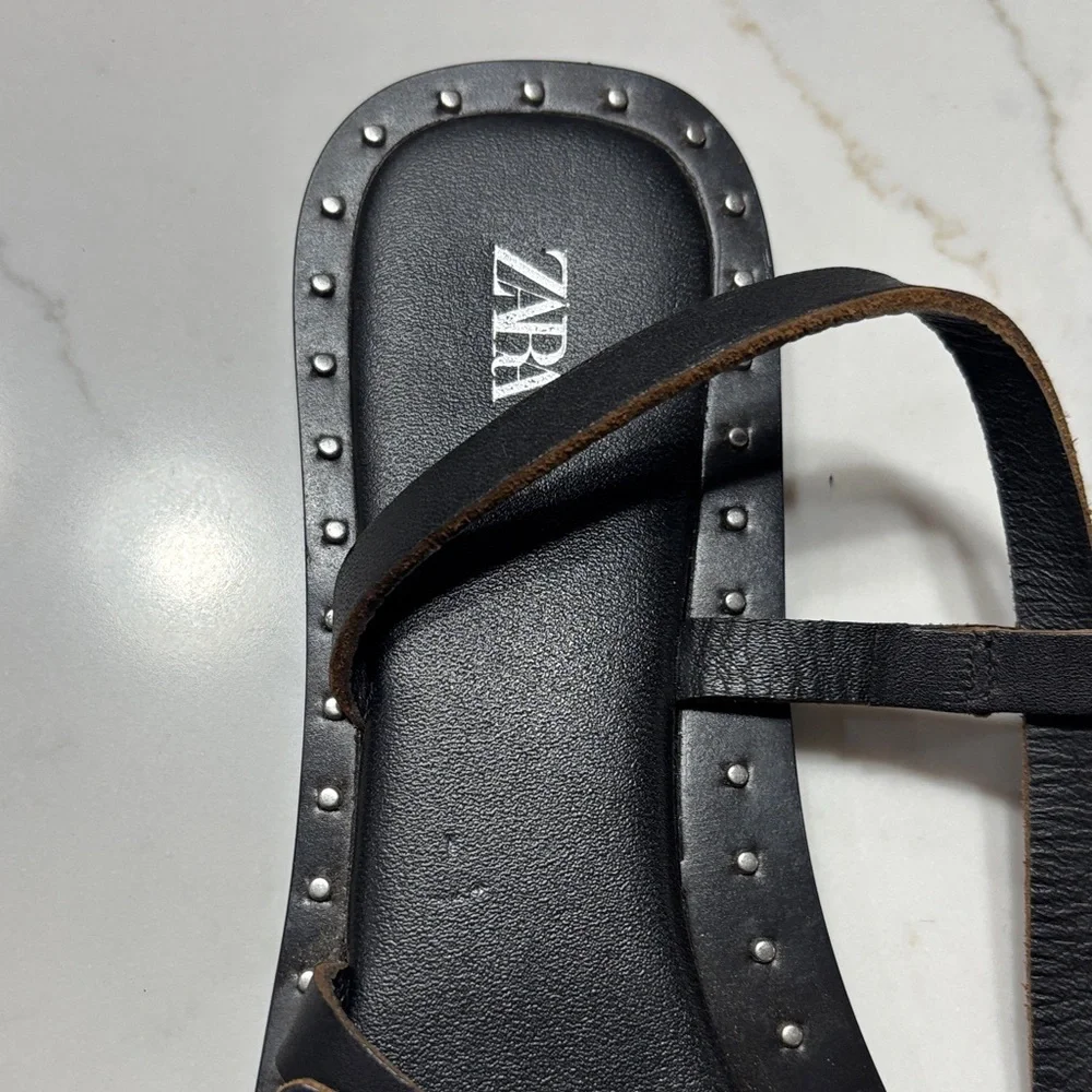 Zara Black Studded Sandals - Picture 7 of 10